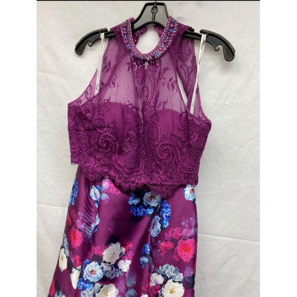 Magenta Evenings Mon Cheri 2PC lace Halter dress - Picture 7 of 11
